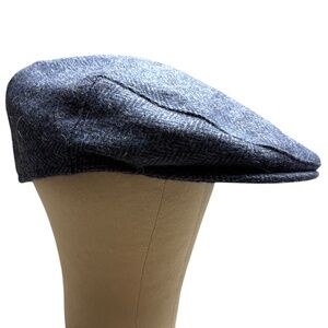 hat cap newsboy MAGEE XL 23" around inside Donegal Ireland blue wool classic